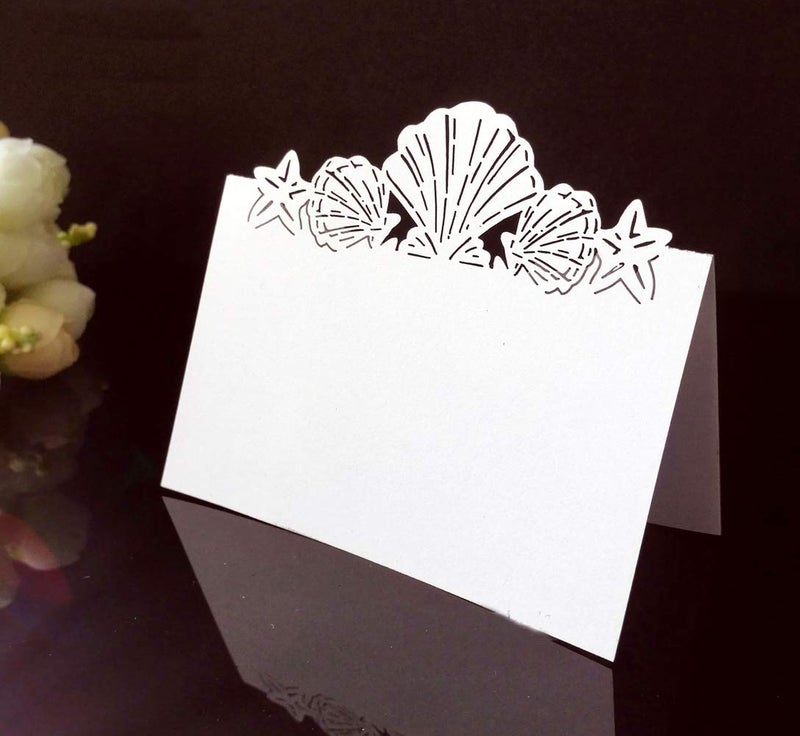 JOYJULY Pack of 50 Beach Themed Wedding Place Card Seashell Table Numbers Name Place Card - Image 3